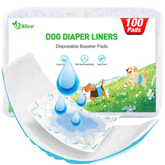 Xfire dog diaper liners booster pads show high absorbency for extended wear.
