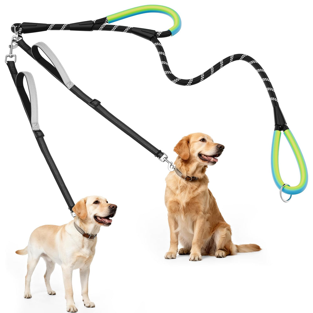 XiaZ double dog leash with 360° swivel for tangle-free walks and easy two-dog management.