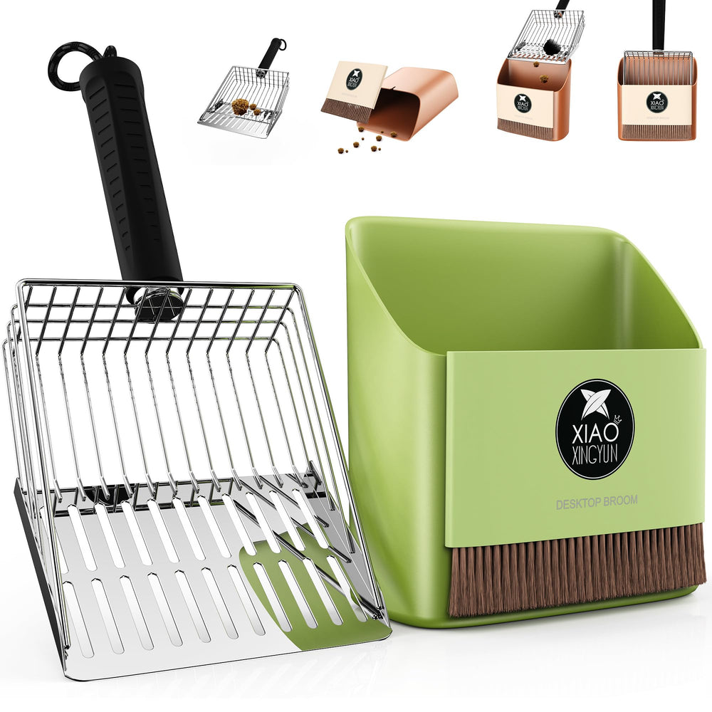XIAOXINGYUN metal cat litter scooper with dual-grid for fast clump separation.