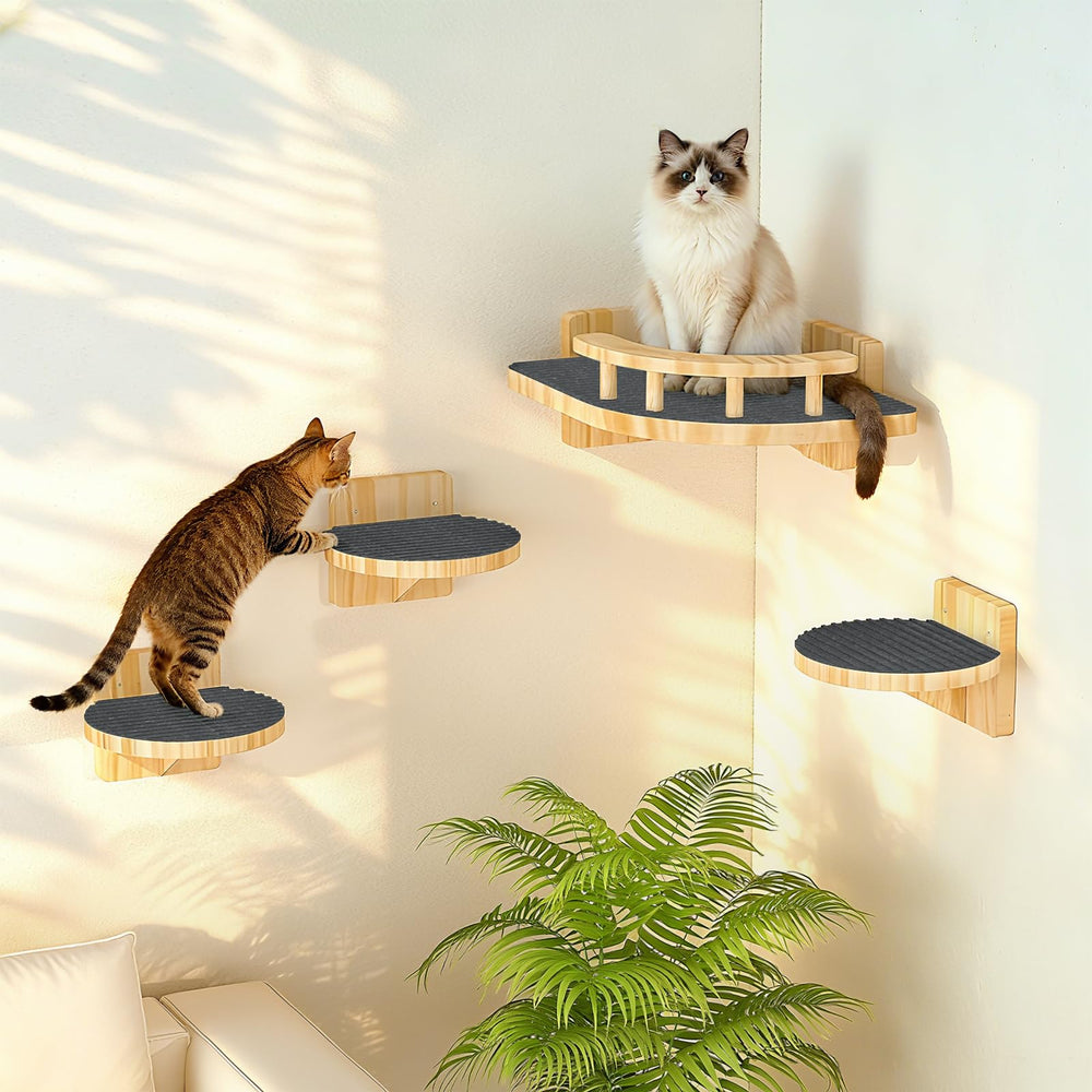 XiaZ cat wall shelves corner-perch with three wide steps offers space-saving climbing fun.