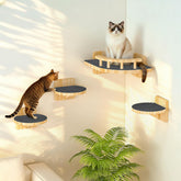XiaZ cat wall shelves corner-perch with three wide steps offers space-saving climbing fun.