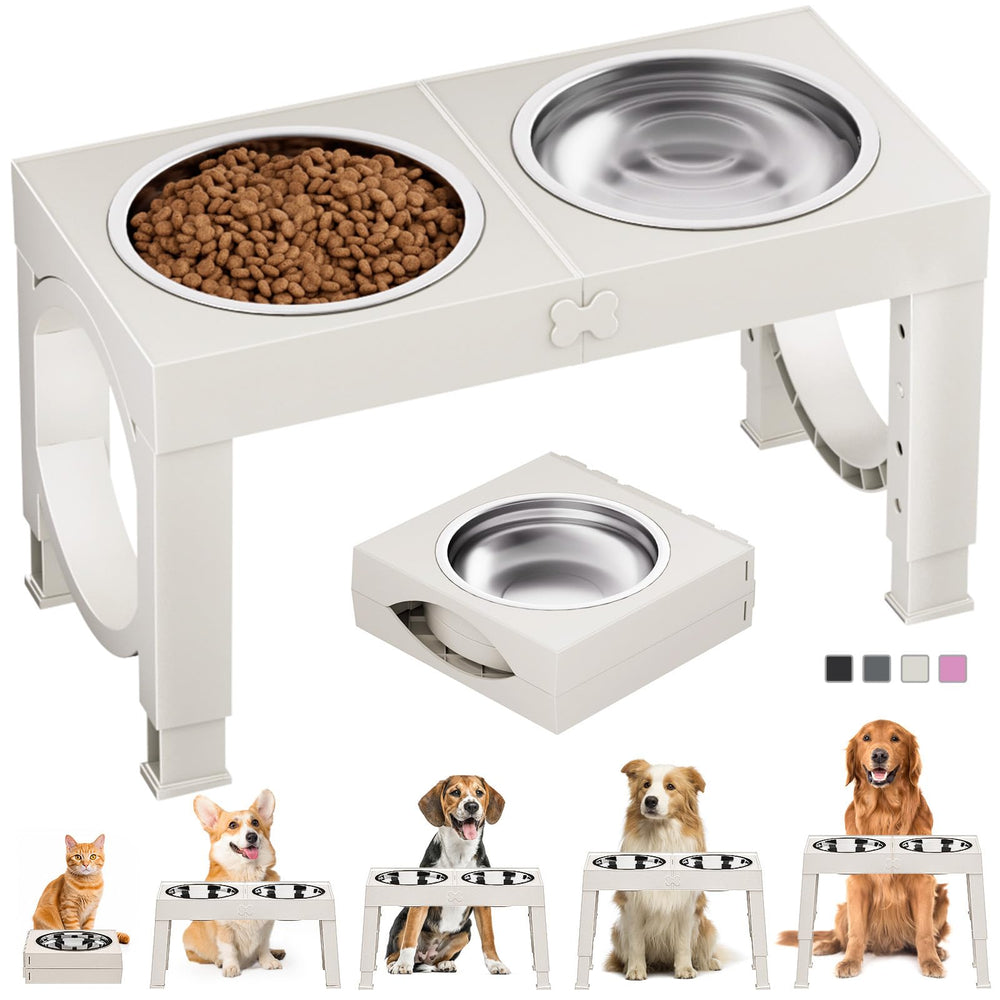 XiaZ elevated dog bowls stand assembly for adjustable height, supporting comfortable feeding posture.