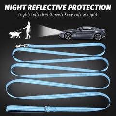XiaZ long dog leash showcases reflective strips for high visibility during night outdoor walks.