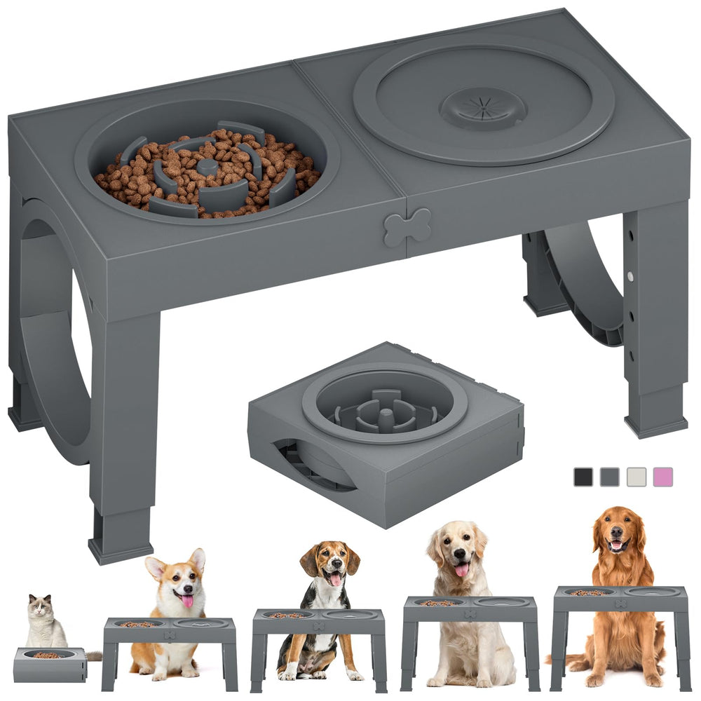 XIAZ slow feeder bowl stand front view showing elevated, non-slip design for comfortable meals