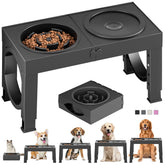 XIAZ slow-feeder dog bowl stand with four heights improves mealtime pacing.
