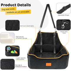 XIEEAOZEE dog car seat cushion closeup highlights thick, comfy padding for pets.