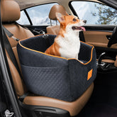 XIEEAOZEE dog car seat front view shows elevated perch for small dogs during rides.
