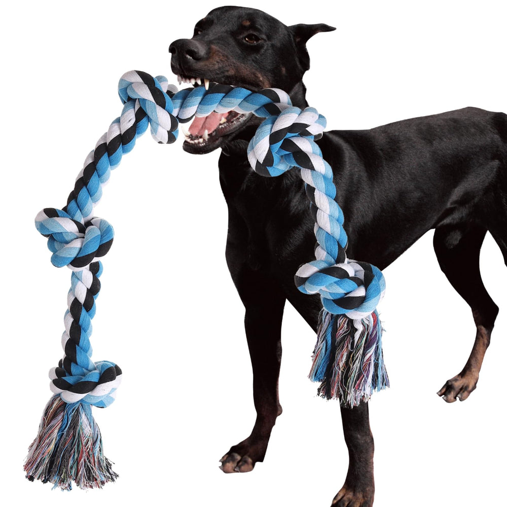XIGOU rope toy large durable 3ft knots aids interactive tug and fetch for big dogs