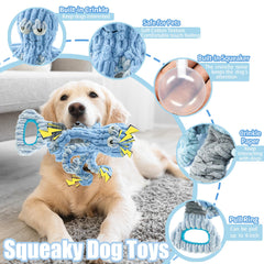 XIHULGJIN plush dog toy crinkle-squeaker body shown in play