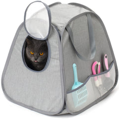 XingYunEr cat playpen assembled as safe rest zone on trips.