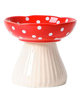 XJYYLX elevated mushroom cat bowls red set for whisker-friendly meals