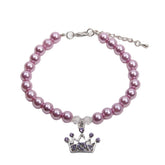 XKSRWE dog cat pearls necklace with crown charm for stylish daily wear