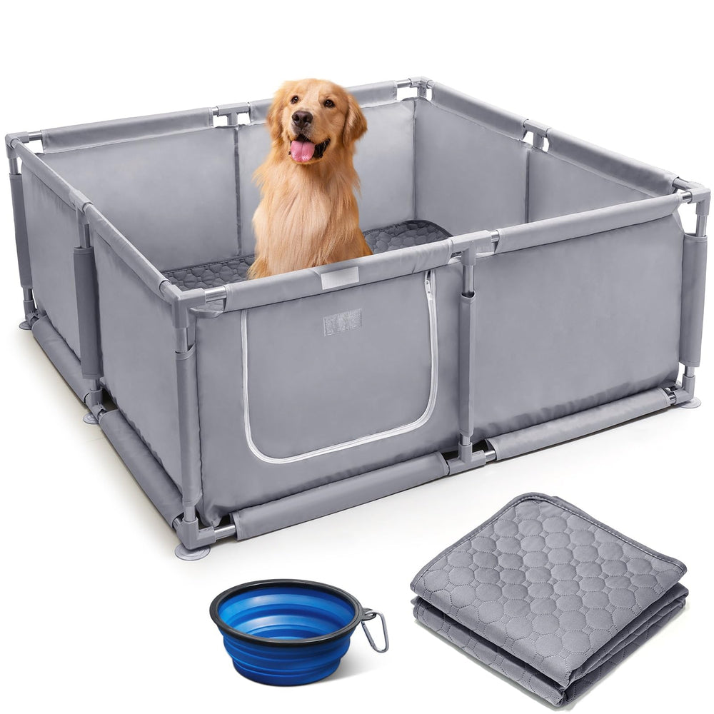 Xnewtwo whelping box assembled-mother-dog shows a safe cozy space for a nursing mother.