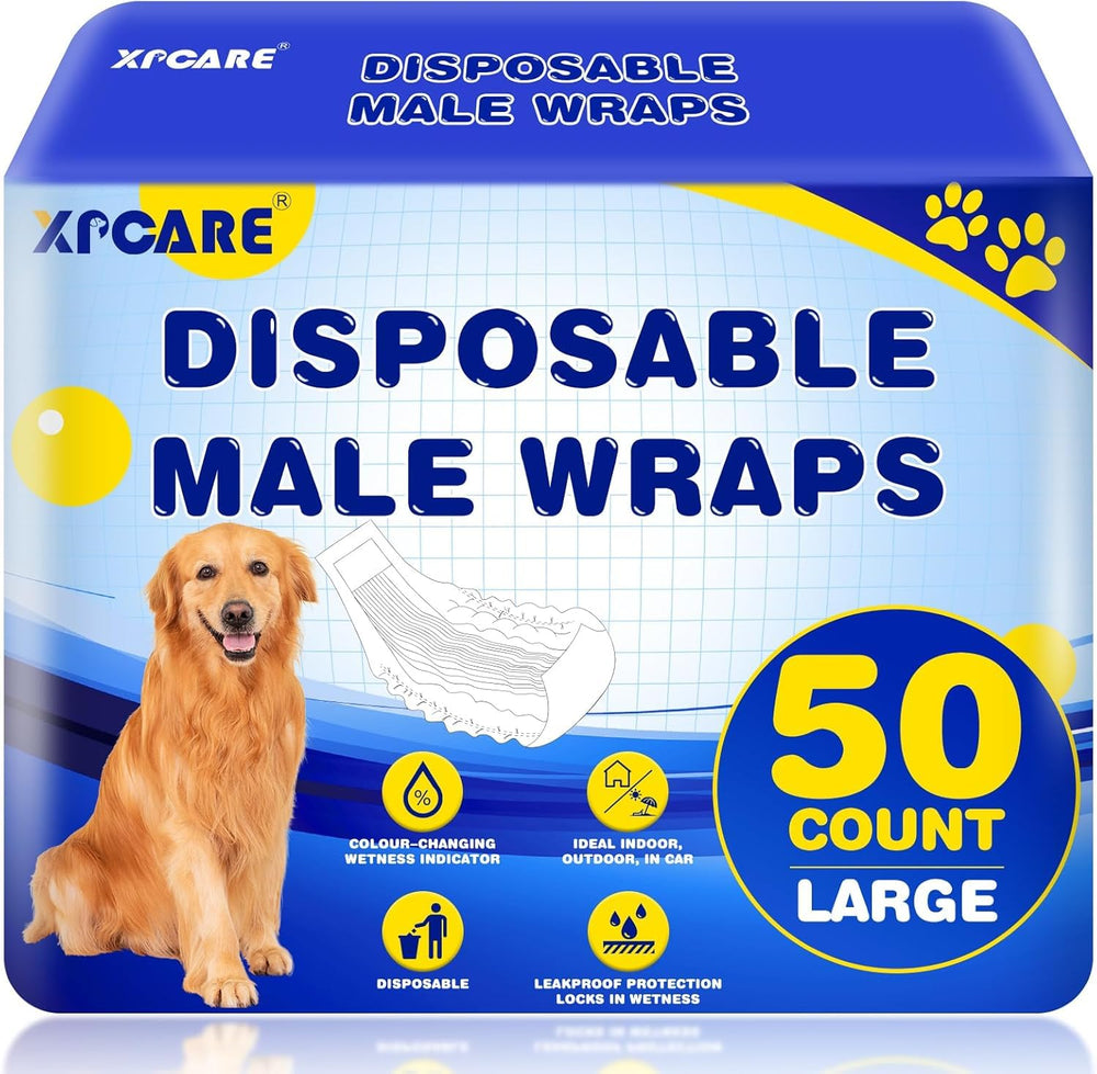 XPCARE disposable dog diapers large package shot showing value pack for long-lasting protection