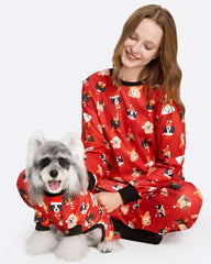 XPUDAC Christmas matching dog-owner pajamas pants for comfortable home lounging.
