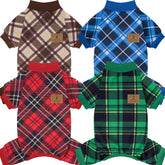 XPUDAC dog pajamas plaid back view highlights festive style and cozy wear.