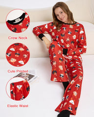 XPUDAC dog print Christmas decorations detail on top for festive vibe.