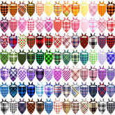 XPUDAC plaid dog bandana 100-pack in bright colors for easy styling.