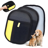 XSDLSSLY pet-hair-removal-gloves on hand for quick fabric cleanup.