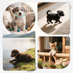 Xthrotsenk whelping collars adjustable-fit image shows collars easing on tiny pets without slipping.