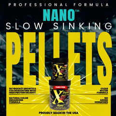 Closeup of Xtreme Nano 0.5mm pellets showing tiny sinking form for nano species