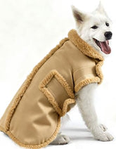 XUANQIFC dog winter jacket front view shows warm fleece and wind protection on cold walks.