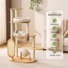 XUHOCHO cat tree space capsule offers a private hideaway for nap sessions.