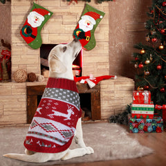 Xuniea Christmas dog sweater red heart pattern looks adorable for photos