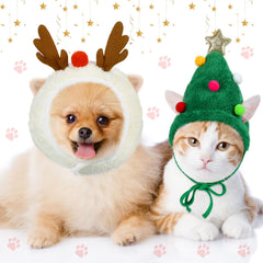 Xuniea green Santa dog hat in plush for warm holiday photos.