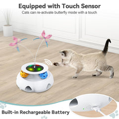 Xuyub 3in1 interactive toy USB rechargeable for long sessions without frequent battery changes.