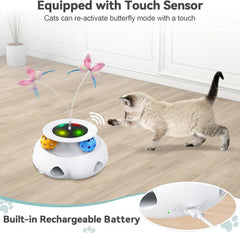 Xuyub USB rechargeable cat toy supports longer play sessions and easy charging.