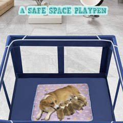 XVISHX easy-assembly playpen with tool-free setup and portable storage.