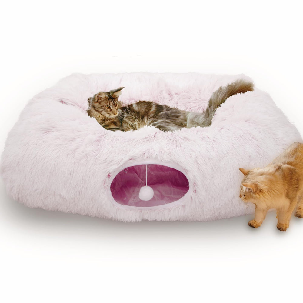 XxingSheep extra-large cat tunnel bed pinkish white entrance highlighting spacious play and rest