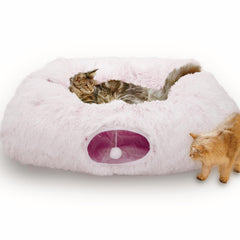 XxingSheep extra-large cat tunnel bed pinkish white entrance highlighting spacious play and rest