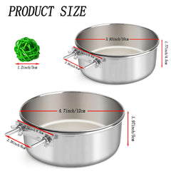 Xxmbbjy stainless steel bird bowl in two sizes with clip.