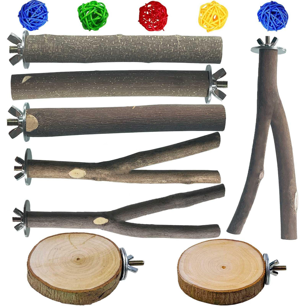 Xxmbbjy natural wood perches for cage setup—durable, grippy, bird-safe.