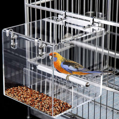 Xxmbbjy No Mess Bird Feeder cage front view shows tidy feeding for small birds.