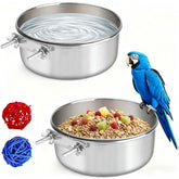 Xxmbbjy stainless steel bird bowl with clip holder secures feeding.