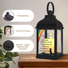 XXSTAR dog memorial lantern with glass sides illuminated for bright, reflective moments.