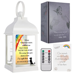 XXSTAR dog memorial lantern lit with remote showing comforting glow for grieving pet owners
