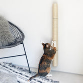 Xympo 34-inch wall-mounted sisal scratcher enables a full-body stretch for cats.