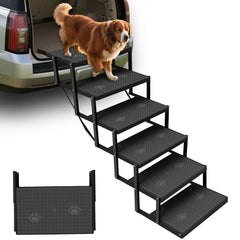 YACONA dog stairs for car folded flat showing portability for trips