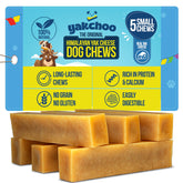 Yakchoo Real Himalayan Dog Chews packaging highlights natural ingredients and clean design.