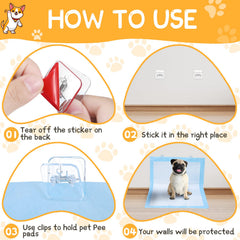 Yalikop pee pad holder on wall keeps pads secure during training sessions.