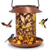 Yamodoor Cardinal Solar Bird Feeder lantern in daylight adds decorative outdoor ambiance