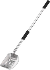 Yangbaga metal cat litter scoop long-handle for back-friendly cleaning.