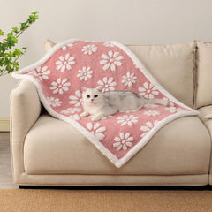 Yaning waterproof blanket pink texture closeup showing 3D floral pattern for pet comfort.