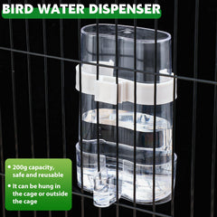 Yaomiao parrot water dispenser inside cage ensures auto-refill and fresh water access.