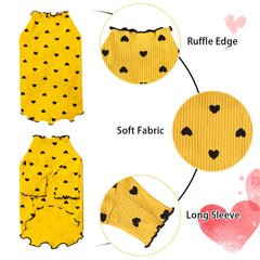 Yaopelky heart-print shirt yellow side view emphasizing easy movement.