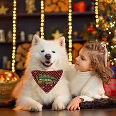 Yarcooly Griswold Eddie triangular bandana closeup highlights soft fabric for comfy holidays.